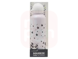 Garrafa De Alumínio Com Tampa 500ml Pandas Squeeze