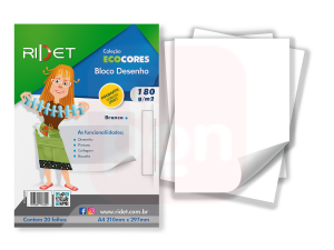 Bloco Desenho Ecocores A4 180gr 21x29,7 Cm 20fls Ridet