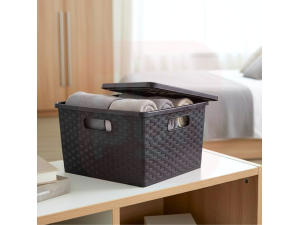 Caixa Organizadora Rattan 18 Litros Preta – 38x28x18 cm